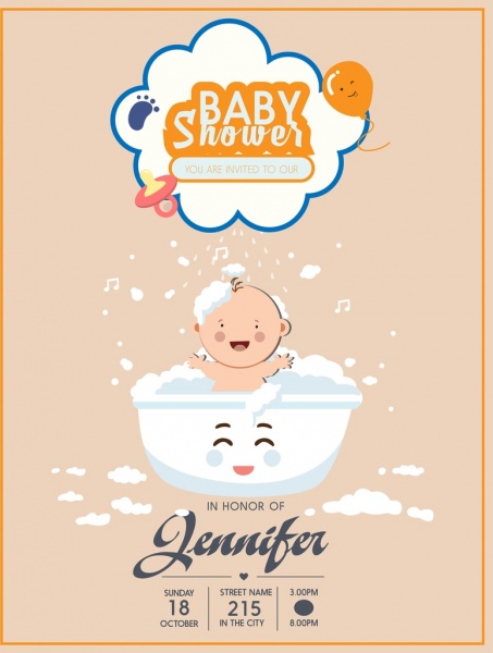 Lavado de la ducha del bebe niño icono lindo diseño de cartel