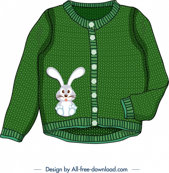 bebé suéter icono conejito decoración lindo diseño verde
