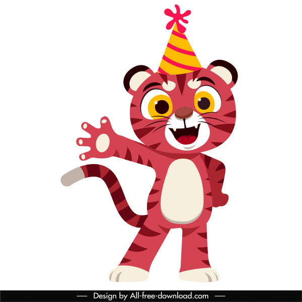 ребенок тигр значок милый стилизованный дизайн мультфильма