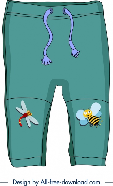 bayi celana template lucu dragonfly lebah ikon dekorasi