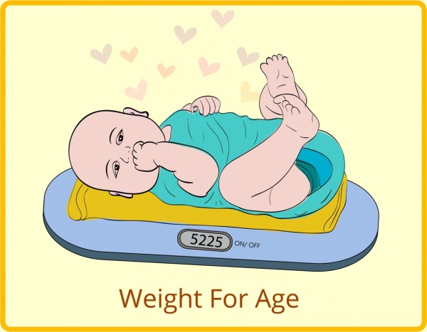 かわいい赤ちゃん体重図面着色漫画デザイン
