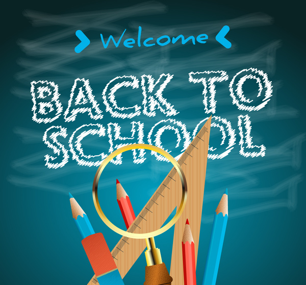 welcome back to School Banner mit Werkzeugen illustration