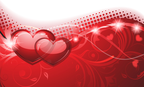 Hintergrund und romantische Herzen Vektorgrafiken