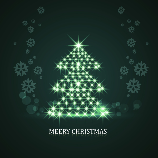 latar belakang bintang-bintang bersinar pohon Natal refleksi ilustrasi warna-warni vektor