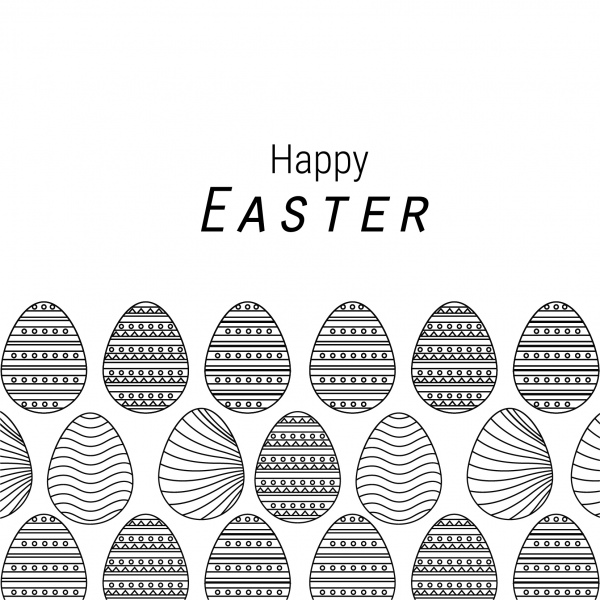 계란 모자와 풍경 벡터 일러스트 레이 션이있는 배경 행복한 부활절 인사말 카드