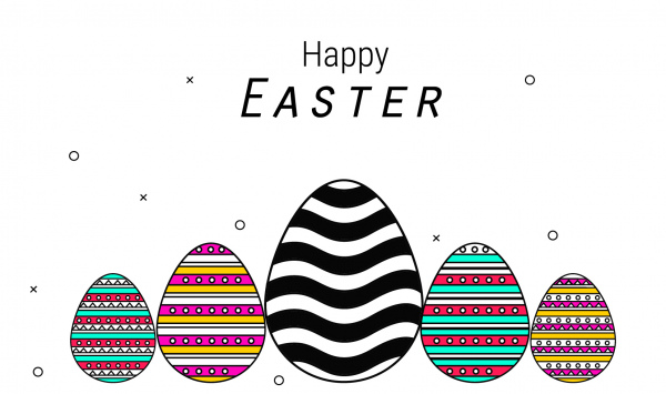 Background With Eggs Hat And Landscape Vector Illustration Happy Easter Greeting Card -5