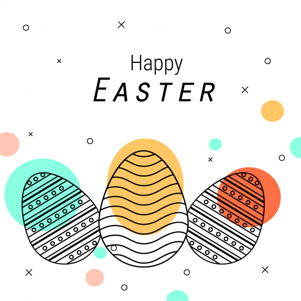 Background With Eggs Hat And Landscape Vector Illustration Happy Easter Greeting Card -7