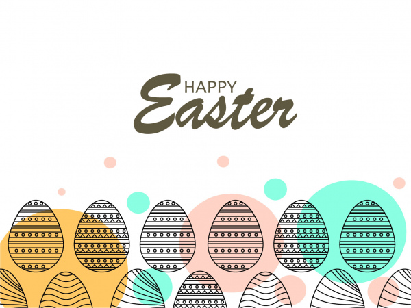 Background With Eggs Hat And Landscape Vector Illustration Happy Easter Greeting Card -8