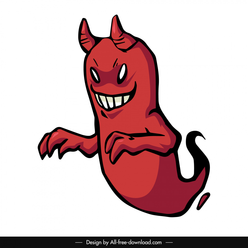 ícone fantasma ruim esboço de desenho animado desenhado à mão vermelho