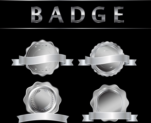 Abzeichen-Symbole Sammlung glänzenden Silber-design