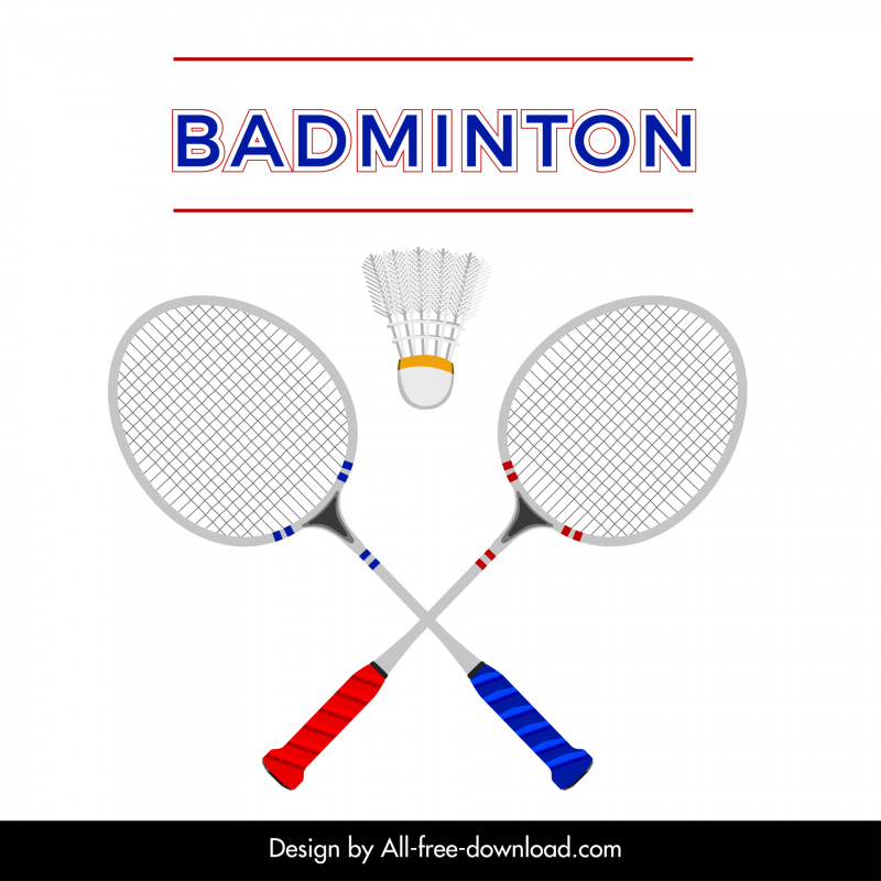 Badminton Sport Advertising Banner Modern Symmetric Flat Sketch Badminton Sport Advertising Banner Modern Symmetric Flat Sketch