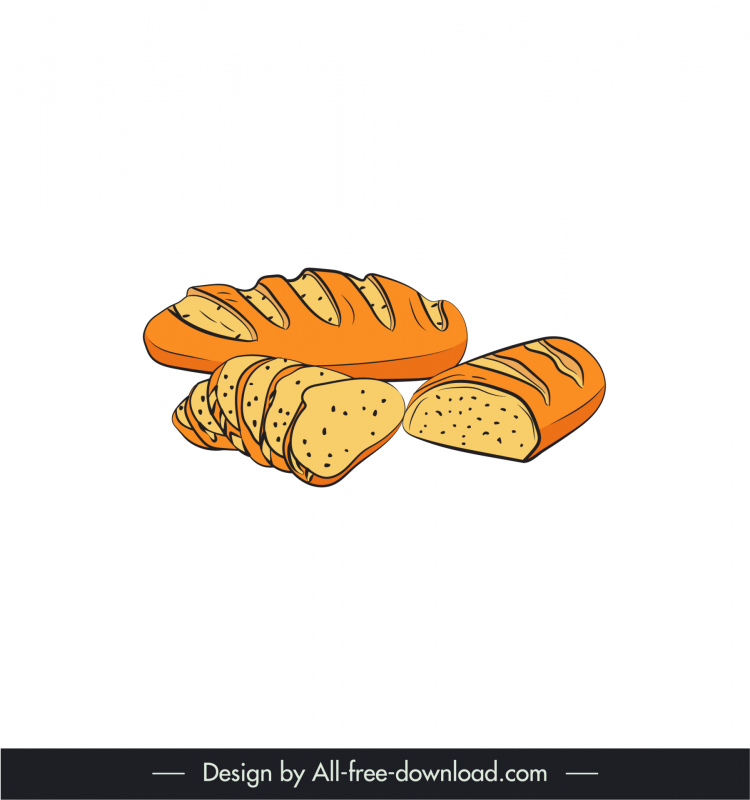 baguette pan icon contorno retro dibujado a mano