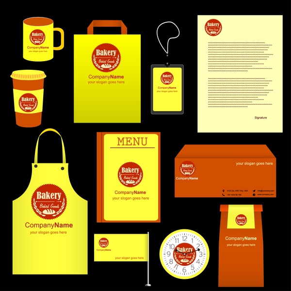 Bäckerei Identität setzt Logo-Elemente auf gelbem Hintergrund