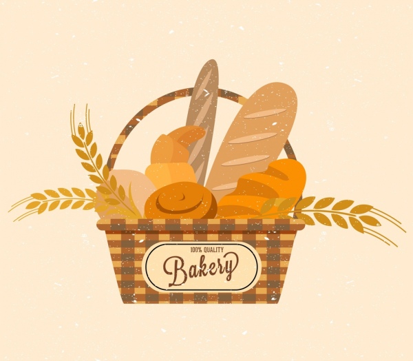 Panadería pan de cebada decoracion cesta iconos de diseño de logotipo
