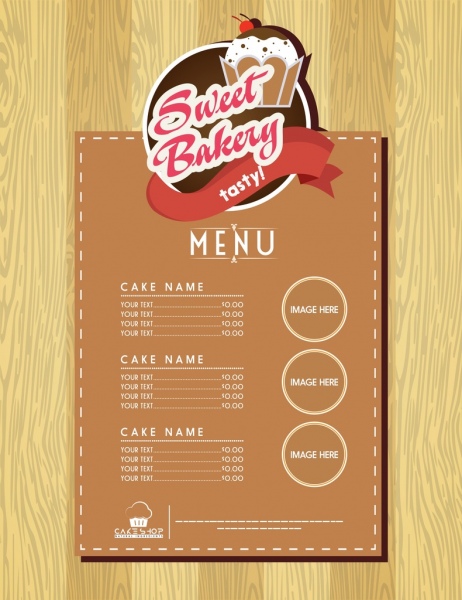 Toko roti menu template desain klasik coklat kue logo