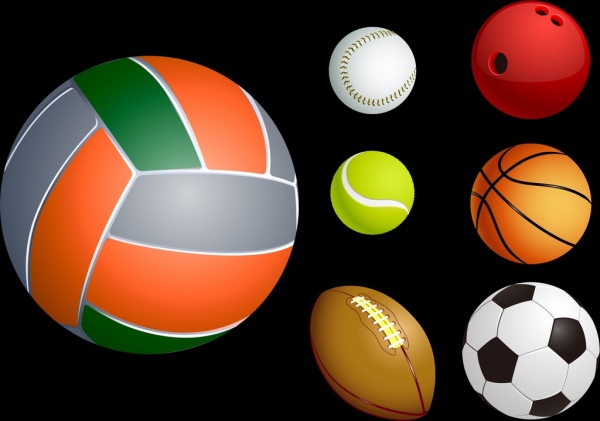 diseño realista de colección de iconos de bola