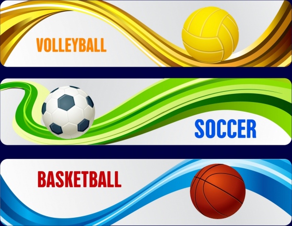 球类运动足球篮球排球旗帜图标集