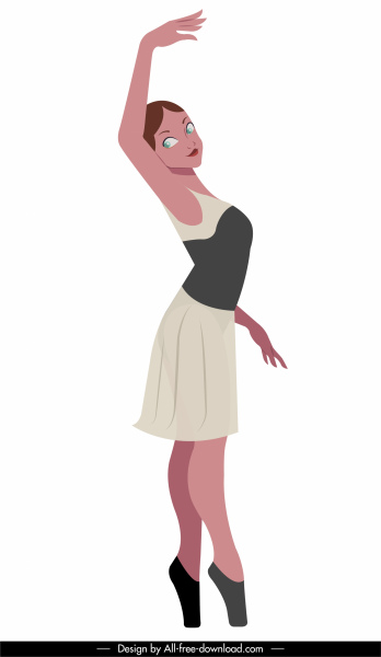 ballerina ícone bela menina esboço personagem desenho animado