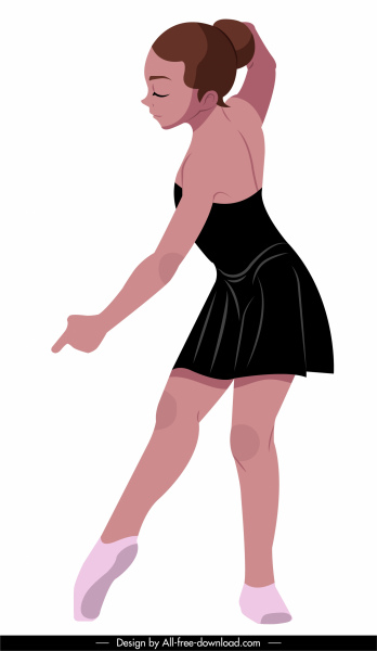 ikon balerina karakter kartun gerakan sketsa gerakan