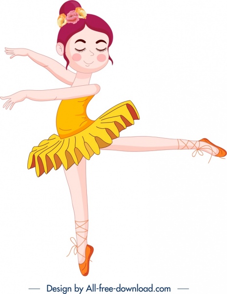 Балерина значок цветной мило мультипликационный персонаж