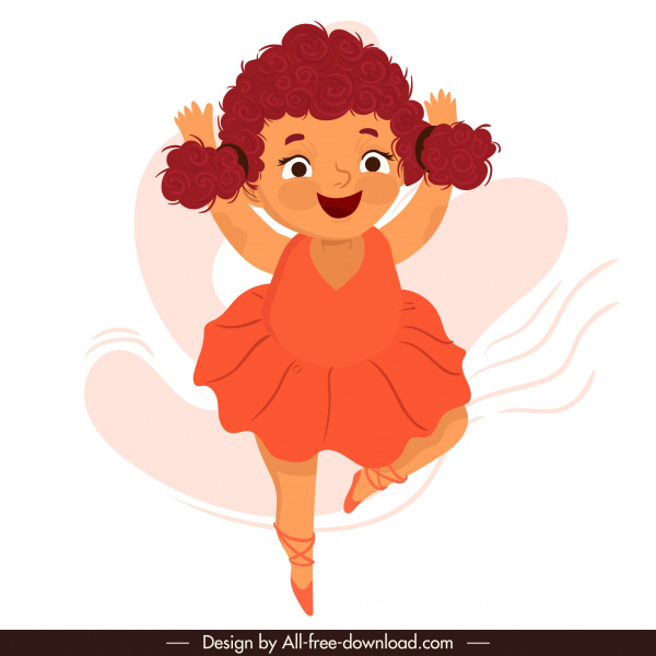 ballerina icona carino ragazza schizzo cartone animato personaggio design