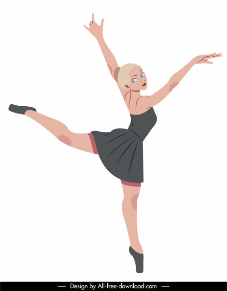 балерина значок динамический эскиз мультфильма