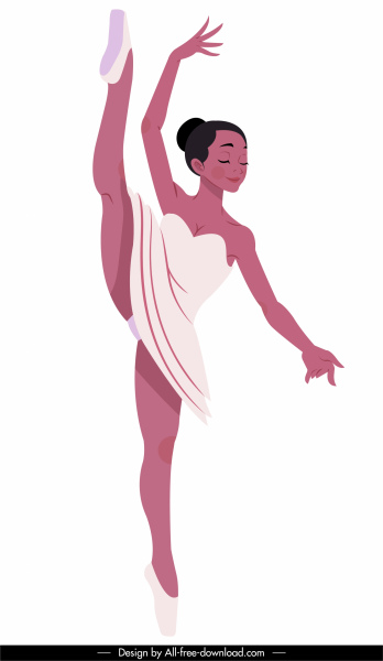 ikon penari balet kartun karakter sketsa desain dinamis