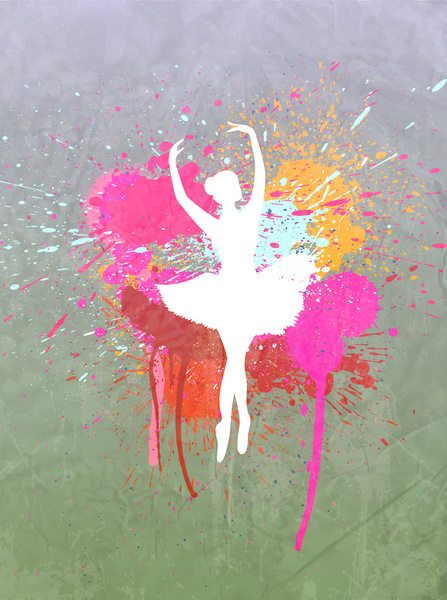 Ballett-Mädchen-Silhouette im Grunge hintergrund