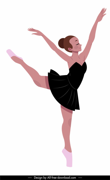 ícone de balé ícone bonita menina esboço projeto dinâmico