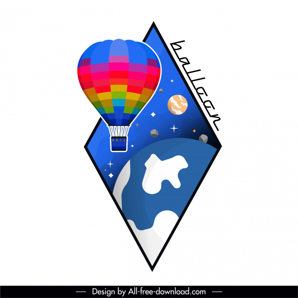 balon latar belakang warna-warni datar sketsa planet dekorasi