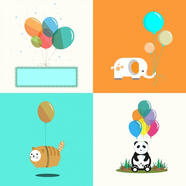 Ballon-Hintergrund setzt Teppich Elefant Katze Panda Dekoration
