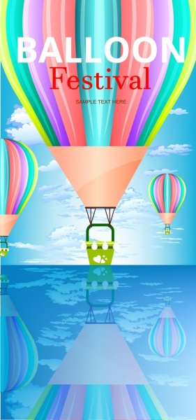 balon festival banner berwarna-warni terbang benda-benda dekorasi