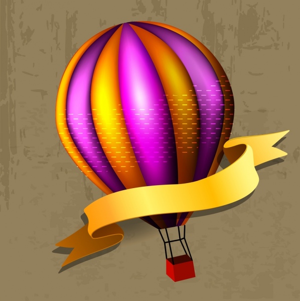 氣球圖標裝潢用黃色絲帶裝潢多彩
