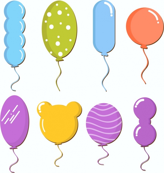 balon ikon koleksi berbagai bentuk warna-warni dekorasi