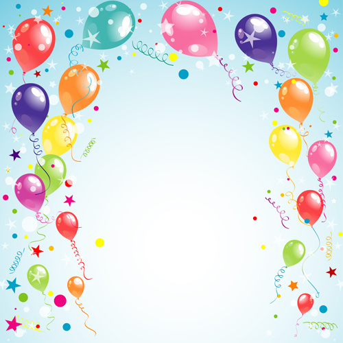 Balloon Ribbon Happy Birthday Background