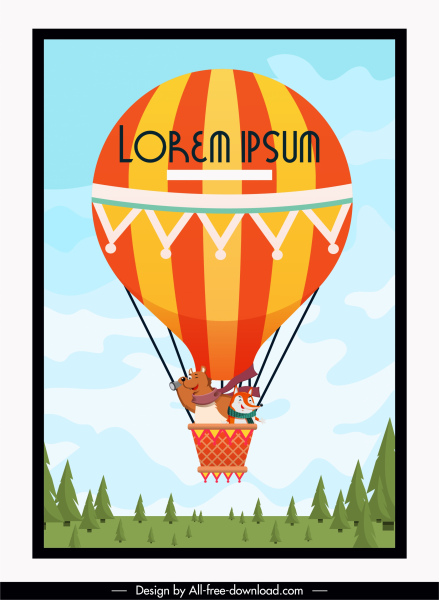 氣球旅行背景搞笑風格化卡通設計