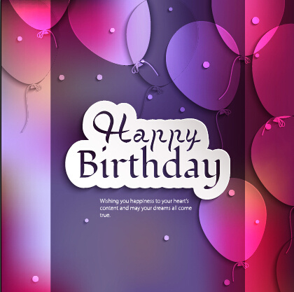 balon dan confetti Selamat ulang tahun kartu vektor