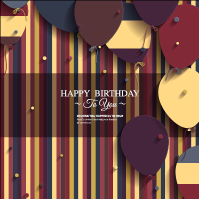 globos y confeti feliz cumpleaños tarjeta vector