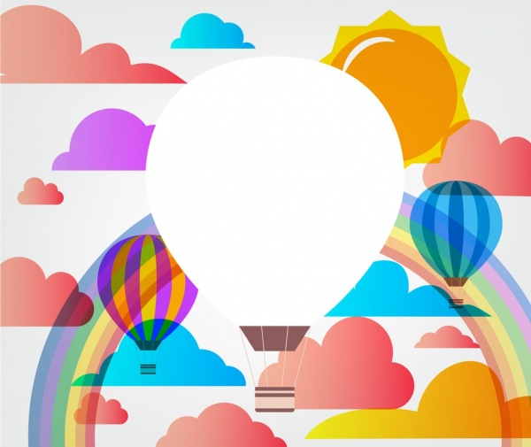 balões de fundo nuvem arco-íris sol ornamento colorido desenho