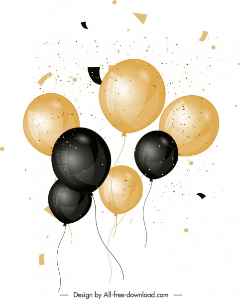 воздушные шары фон блестящий черный желтый дизайн
