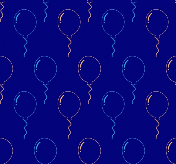 balon pola sketsa biru dekorasi mengulangi desain