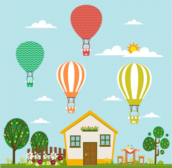 تصميم الديكور الملونة الأداء منزل جميل الموضوع من البالونات