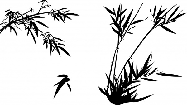 bambou peinture noir blanc croquis dessiné à la main