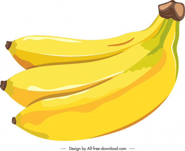 香蕉图标明亮的黄色经典素描