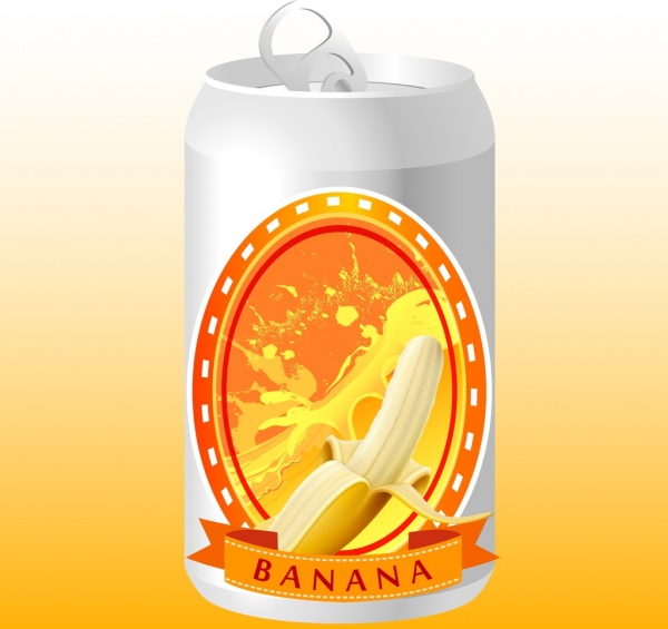 puede adorno metálico de anuncio de zumo plátano blanco