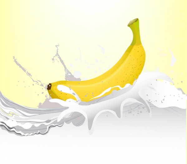banana leite fundo brilhante da decoração 3d
