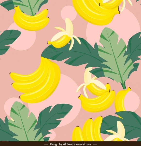 香蕉图案五颜六色的古典素描