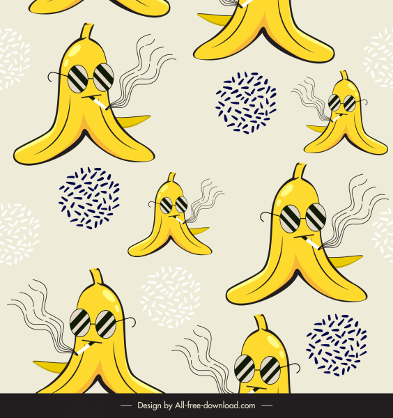 template pola pisang lucu sketsa bergaya klasik berulang