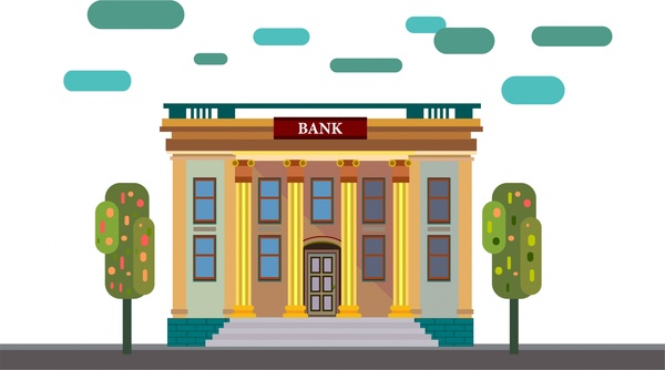 Bank arsitektur sketsa dalam gaya klasik warna