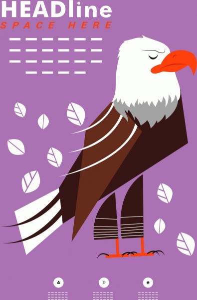 ícone de eagle modelo bandeira colorida estilo cartoon